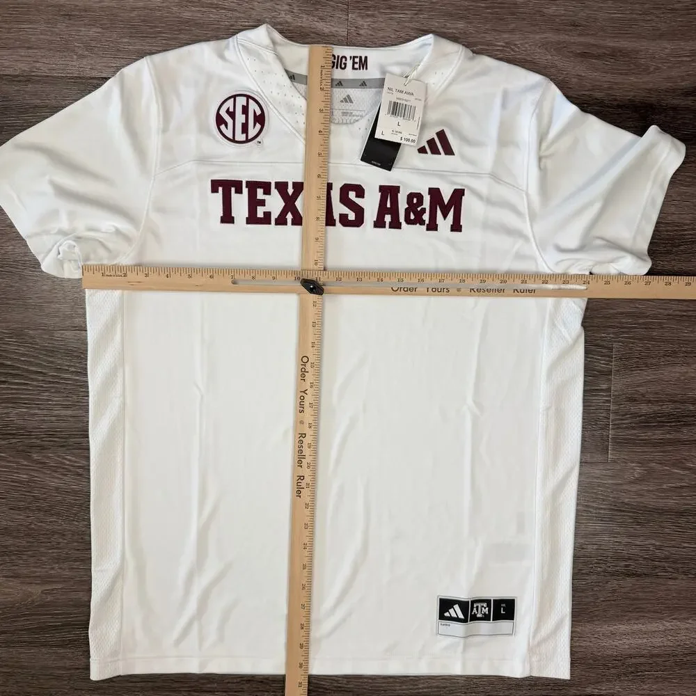 Adidas Texas A&M Aggies Football Jersey White Blank JM7960 SEC NCAA Men's Sz L